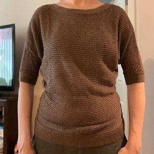 Sparkly Top-Express Brand Dolman Sleeve Sweater, Elegant Neutral Color